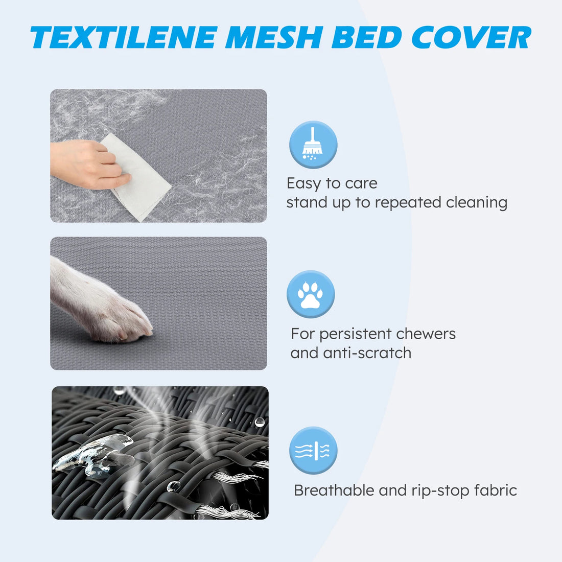 Raised pet beds with breathable mesh