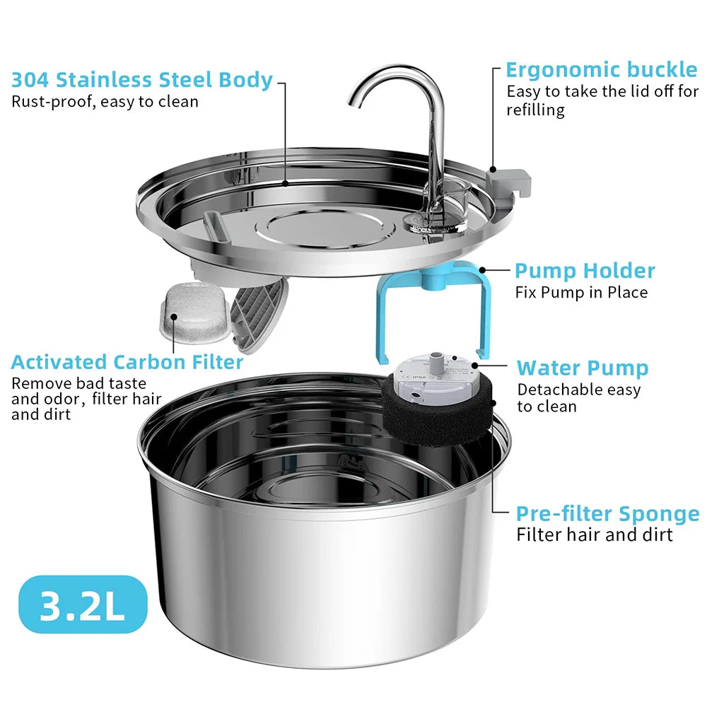 Smart pet fountains with filters