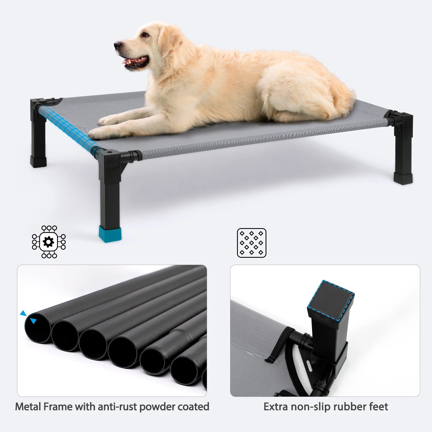 Raised pet beds with breathable mesh